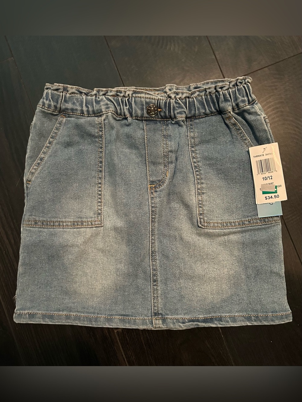 Derek Heart Light Blue Denim Skirt with Elastic Waistband